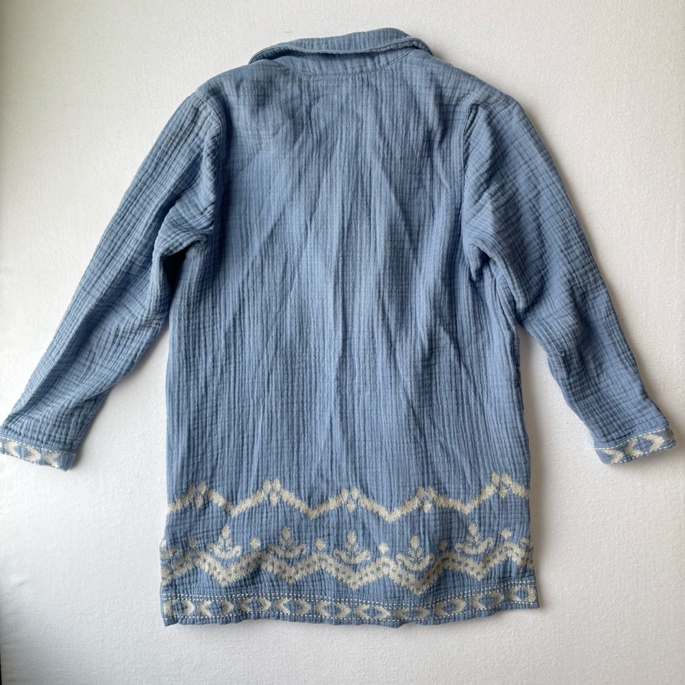 Pure Jill Cotton-Gauze Embroidered Duster Jacket Womens Small Petite Coastal - Picture 4 of 15